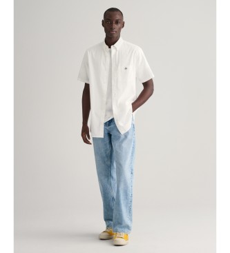 Gant para hombre. 3240101 Camisa Regular Fit de manga corta en algodón y lino blanco (M), Casual 3