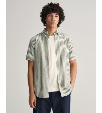 Gant para hombre. 3240061 Camisa Regular Fit lino a rayas verde (L), Casual, Algodón, Manga corta