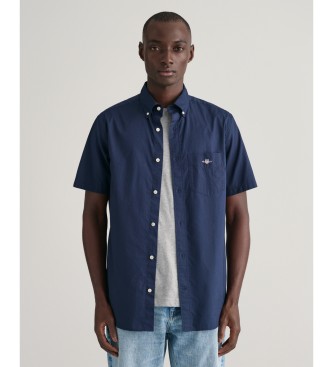 Gant para hombre. 3000101 Camisa Regular Fit de manga corta en popelina marino (XL), Casual, Algodón, Manga larga