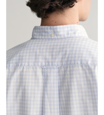 Gant para hombre. 3000121 Camisa Regular Fit de manga corta en popelina Gingham azul claro (M), Algodón 2