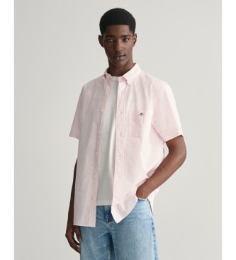 Gant para hombre. 3000121 Camisa Regular Fit de manga corta en popelina Gingham rosa (XL), Casual, Algodón