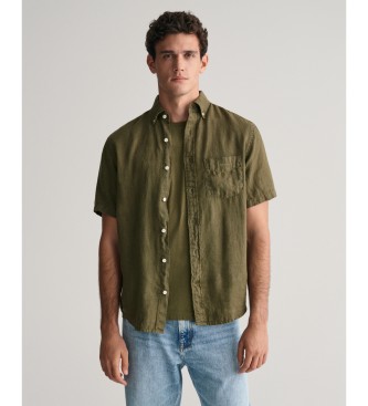 Gant para hombre. 3240121 Camisa Regular Fit de manga corta y lino teñido en prenda verde (4XL), Casual