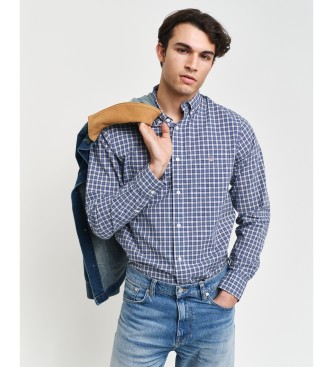 Gant para hombre. 3240166 Camisa Regular Fit de popelina a cuadros pequeños azul (L), Casual, Algodón, Manga larga