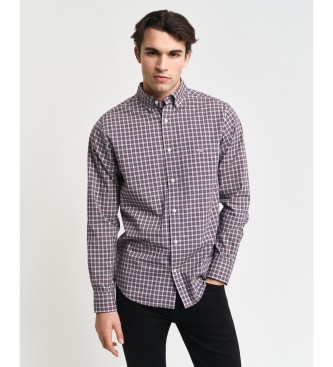 Gant para hombre. 3240166 Camisa Regular Fit de popelina a cuadros pequeños granate (XXL), Casual, Algodón, Manga larga