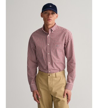 Gant för män. 3000120 Regular Fit-skjorta i röd Vichy-rutig poplin (XXL), Casual, Bomull, Klassisk, Lång ärm