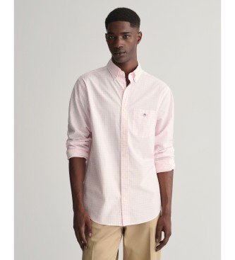 Camisa Regular Fit de popelina a cuadros Vichy rosa (M), Casual, Algodón, Manga larga, Gant outlet 2024.