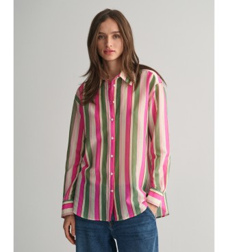Gant para mujer. 4300349 Camisa Relaxed Fit de algodón y seda a rayas rosa (40), Casual, Manga larga