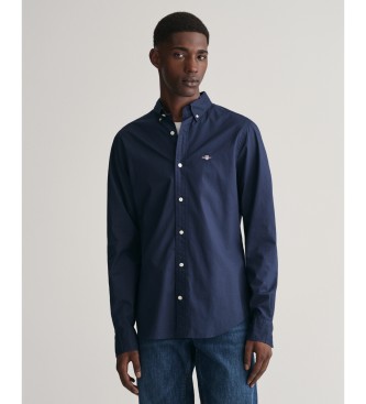 Gant para hombre. 3000102 Camisa Slim Fit de popelina marino (XXL), Casual, Algodón, Clásico, Manga larga