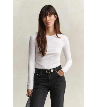 Gant Camiseta de manga larga en algodón ligero blanco