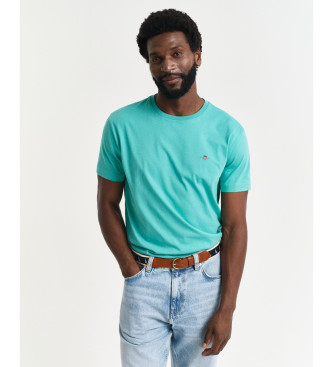 Gantvoor mannen. 2003184 Regular Fit Shield T-shirt turquoise (L), Casual, Katoen, Korte mouwen
