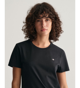 Gant för kvinnor. 4200200 Shield T-shirt svart (XXL), Casual, Bomull, Kort ärm