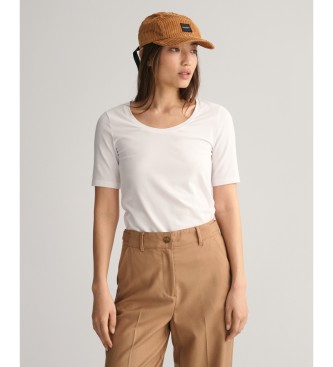 Gant para mujer. 4203491 Camiseta con escote redondo blanco (XS), Casual, Algodón, Manga corta