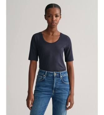 Gant para mujer. 4203491 Camiseta con escote redondo marino (XL), Casual, Algodón, Manga corta