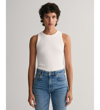 Gant för kvinnor. 4201407 Vitt ribbat linne (XXL), Casual, Bomull, Ärmlös / Hängselbyxor