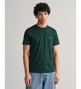 Gant för män. 2003184 Shield T-shirt grön (XXS), Casual, Bomull, Kort ärm, Hållbar