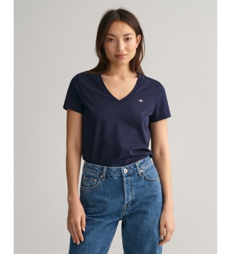 Gant para mujer. 4200750 Camiseta Shield con cuello de pico marino (L), Casual, Algodón, Manga corta