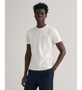 Gant för män. 2003185 Slim Fit Shield T-shirt vit (XXL), Casual, Bomull, Kort ärm