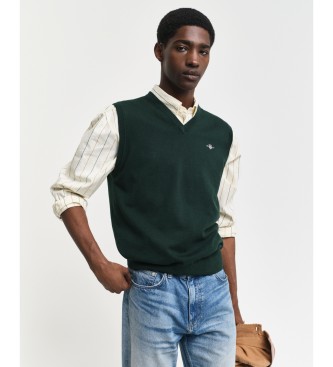 Gant para hombre. 8030560 Chaleco de algodón Classic verde (S), Casual