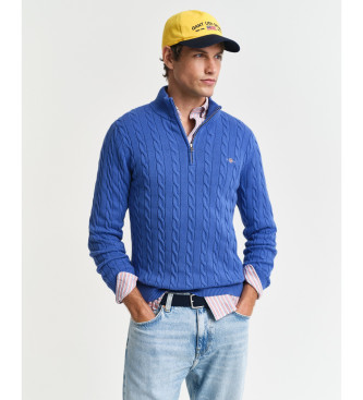 Gant para hombre. 8050603 Jersey Cable Half Zip azul (XXL), Casual, Algodón, Manga larga