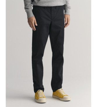Gant para hombre. 1505221 Pantalón chino Slim Fit de sarga negro (32/34), Casual, Algodón