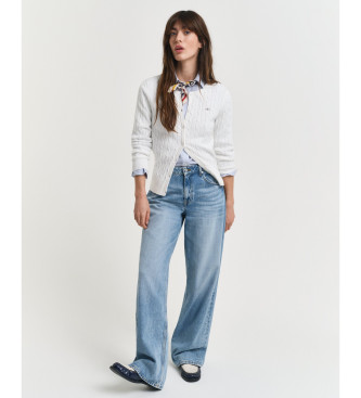 Cárdigan de punto de ochos blanco roto (M), Casual, Algodón