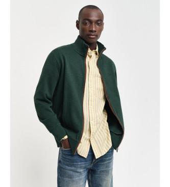 Gant Cárdigan Sacker Rib con cremallera verde