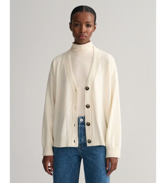 Gant para mujer. 4802118 Cárdigan de lana de oveja muy fina beige (S), Casual