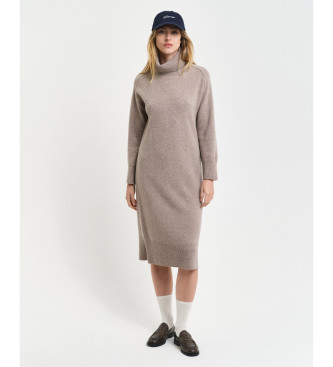 Gant para mujer. 4502078 Vestido de cuello de cisne con detalle de espiga gris (L), Casual, Lana, Manga larga