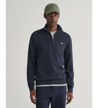 Gant para hombre. 8030195 Jersey con media cremallera Cotton Flamme marino (M), Casual, Algodón, Manga larga