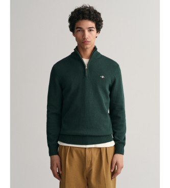 Gant för män. 8030170 Pullover med halv dragkedja Casual grön (XL), Bomull, Lång ärm