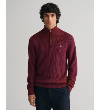 Jersey de algodón con media cremallera Textured burdeos (S), Casual, Manga larga, Gant outlet 2024.