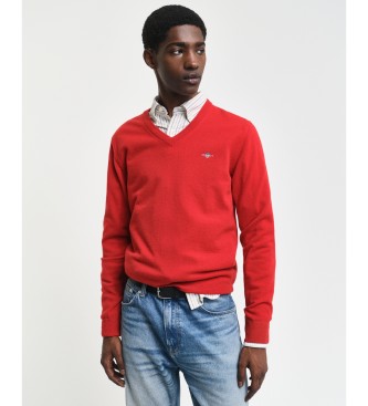 Gant Para Hombre. 87212 Jersey De Cuello De Pico En Lana De Oveja Muy Fina Rojo (S), Casual-image