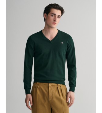 Jersey De Cuello De Pico Y Algodón Clásico verde (XL), Casual, Gant outlet 2024.