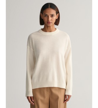 Gant para mujer. 4802120 Jersey de cuello redondo en lana de oveja muy fina beige (L), Casual