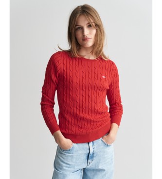 Gant para mujer. 4800100 Jersey de cuello redondo y punto de ochos en algodón elástico rojo (M), Casual
