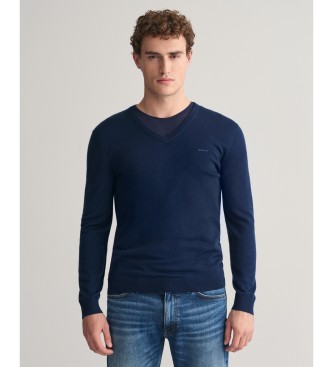 Gant para hombre. 8050209 Jersey de lana merino extrafina con cuello de pico marino (XL), Casual