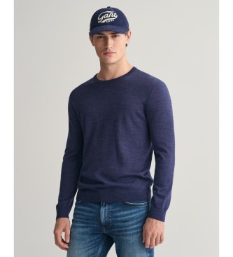 Gant para hombre. 8050205 Jersey de lana merino extrafina con cuello redondo marino (M), Casual, Manga larga