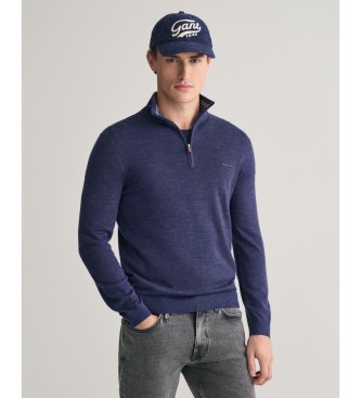Gant para hombre. 8050206 Jersey de lana merino extrafina con media cremallera marino (L), Casual