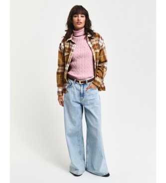 Gant para mujer. 4800102 Jersey de punto de ochos con cuello de cisne en algodón elástico rosa (M), Casual 4