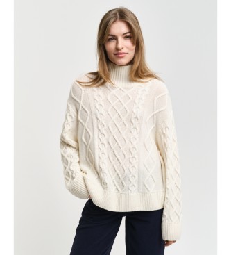 Gant para mujer. 4805285 Jersey De Punto De Ochos Con Cuello Recto blanco (M), Casual, Lana