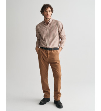 Gant Para Hombre. 1505228 PantalóN Chino Estructurado Slim Fit Con Textura Labrada MarróN (36), Casual, AlgodóN-image