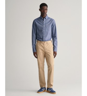 Gant Slim Twill Chinos, Pantaloni Eleganti Uomo, Beige ( Dark Khaki ), 30W / 32L-image