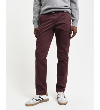 Gant para hombre. 1505221 Pantalón chino Slim Fit de sarga burdeos (34/34), Casual, Algodón Orgánico, Sostenible