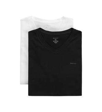 Gantvoor mannen. 900012018 Set 2 V-hals T-shirts zwart, wit (L), Casual, Katoen, Korte mouwen