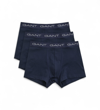 Gantvoor mannen. 900023003 Set van 3 effen navy boxers (M), Homewear, Katoen, Marineblauw