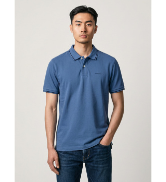 Gant para hombre. 2062034 Polo de piqué con ribetev azul (S-), Casual, Algodón, Manga corta
