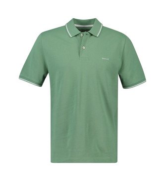 Gantvoor mannen. 2062034 Groen piqué poloshirt (S), Casual, Katoen, Korte mouwen