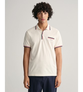 Gant para hombre. 2013042 Polo De Piqué Con Ribete En Dos Colores blanco (S), Casual, Algodón, Manga corta