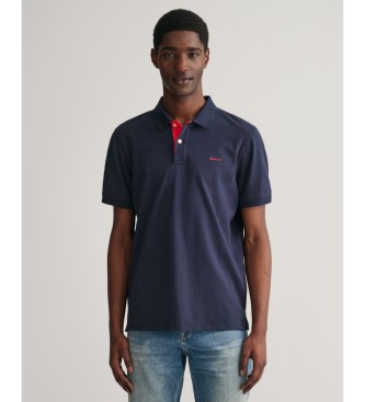 Gant para hombre. 2062026 Polo de piqué en contraste marino (XL), Casual, Algodón, Clásico, Manga corta