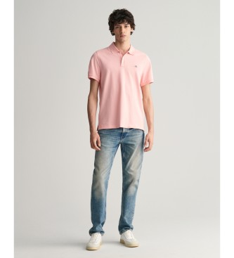Gant för män. 2210 Piké pikétröja Regular Fit Shield rosa (4XL), Casual, Bomull, Kort ärm